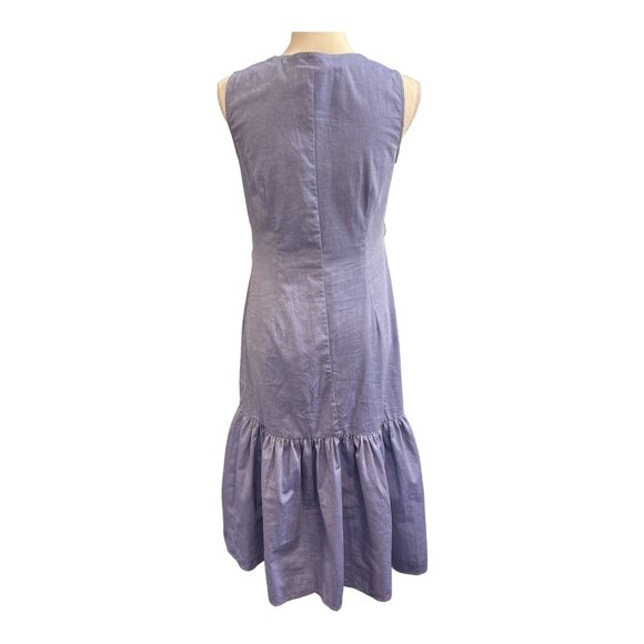 52Seven Dress Womens S Blue Cotton Button Down Chambray Tiered Maxi Western - Picture 3 of 9